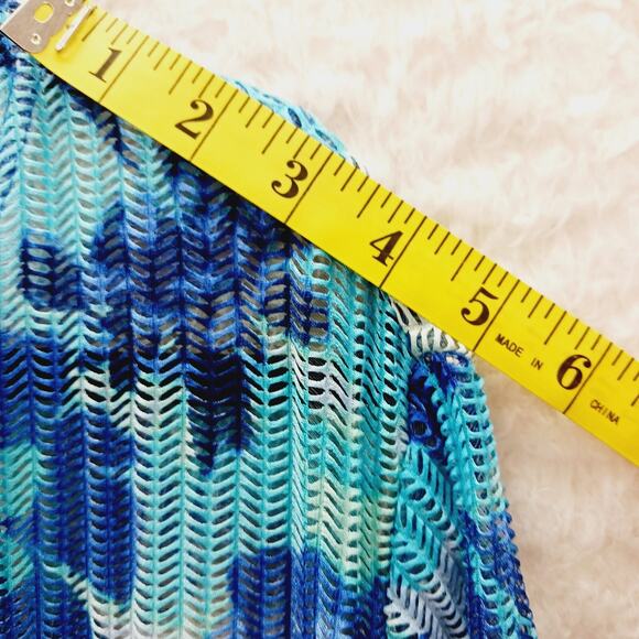 Cardigan Open Size XL Navy Aqua Royal Grandma Chic Coastal Resort Bloomcore - Picture 4 of 10